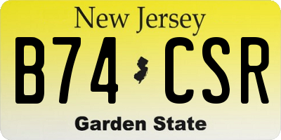 NJ license plate B74CSR