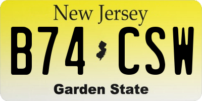 NJ license plate B74CSW