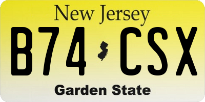 NJ license plate B74CSX