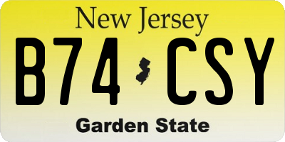 NJ license plate B74CSY