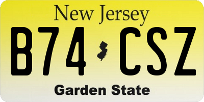 NJ license plate B74CSZ
