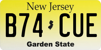 NJ license plate B74CUE