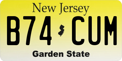 NJ license plate B74CUM