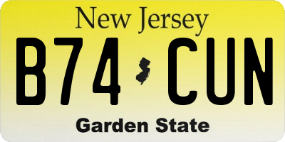NJ license plate B74CUN