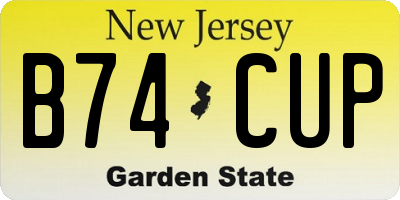 NJ license plate B74CUP