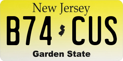 NJ license plate B74CUS