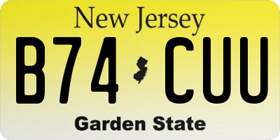 NJ license plate B74CUU