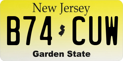 NJ license plate B74CUW