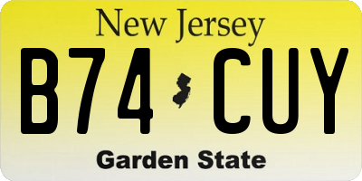 NJ license plate B74CUY