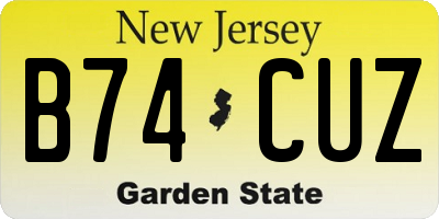 NJ license plate B74CUZ
