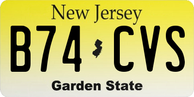 NJ license plate B74CVS