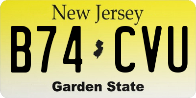 NJ license plate B74CVU