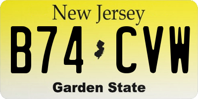 NJ license plate B74CVW