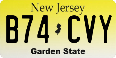 NJ license plate B74CVY