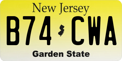 NJ license plate B74CWA