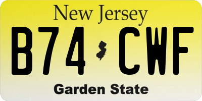 NJ license plate B74CWF