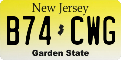 NJ license plate B74CWG