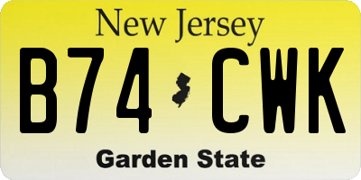 NJ license plate B74CWK