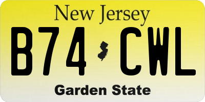 NJ license plate B74CWL