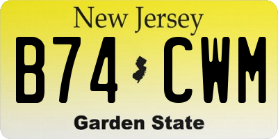 NJ license plate B74CWM