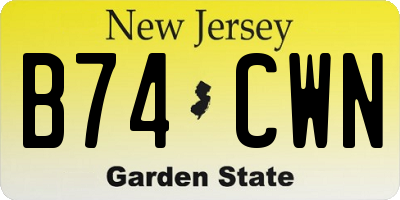 NJ license plate B74CWN