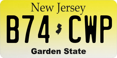 NJ license plate B74CWP