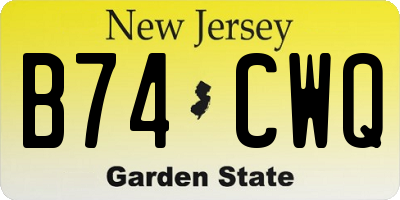 NJ license plate B74CWQ
