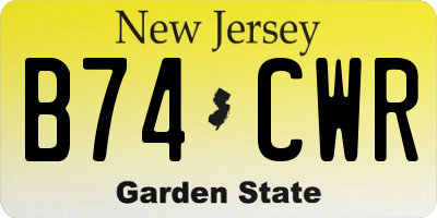 NJ license plate B74CWR