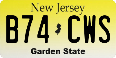 NJ license plate B74CWS