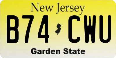 NJ license plate B74CWU
