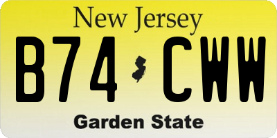 NJ license plate B74CWW