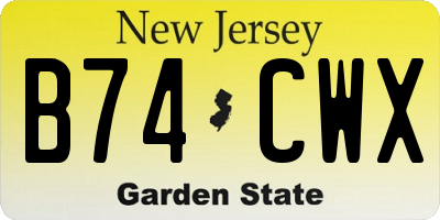 NJ license plate B74CWX