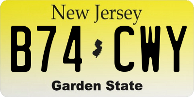 NJ license plate B74CWY