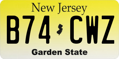 NJ license plate B74CWZ