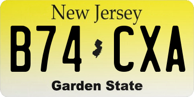 NJ license plate B74CXA
