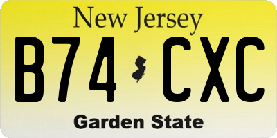 NJ license plate B74CXC
