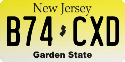 NJ license plate B74CXD