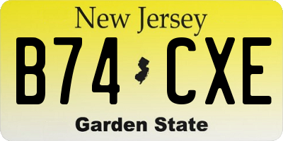NJ license plate B74CXE