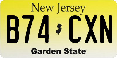 NJ license plate B74CXN