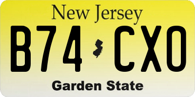 NJ license plate B74CXO