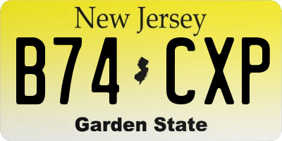 NJ license plate B74CXP