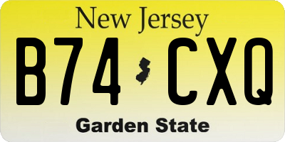 NJ license plate B74CXQ