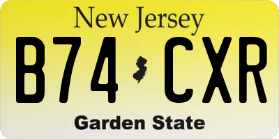NJ license plate B74CXR