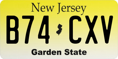 NJ license plate B74CXV