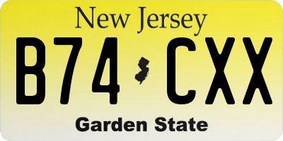 NJ license plate B74CXX
