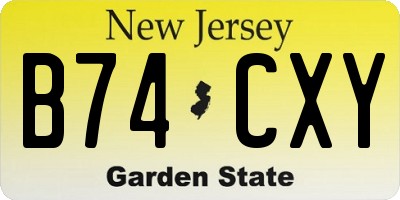 NJ license plate B74CXY