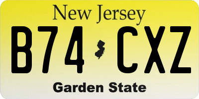 NJ license plate B74CXZ