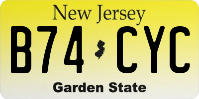 NJ license plate B74CYC