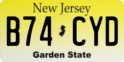NJ license plate B74CYD