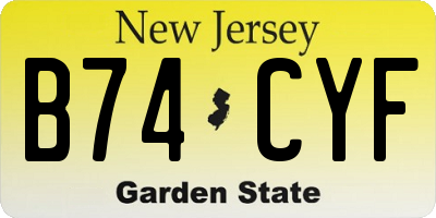 NJ license plate B74CYF